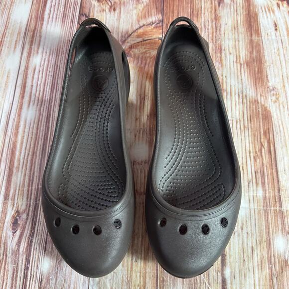 Crocs KADEE Womens Size 8 Brown Slingback Sandals Shoes Ballet Flats Loafers - Picture 3 of 9